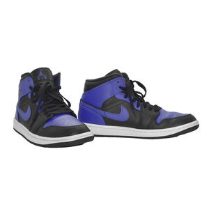 B0 Auth NIKE AIR JORDAN 1 Mid SE Black Hyper Royal Shoes 554724-077 Size 8.5